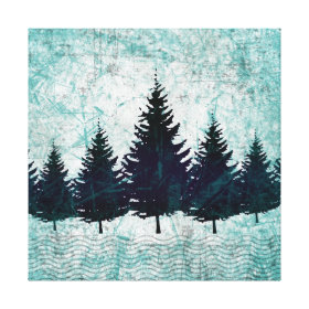 Distressed Rustic Evergreen Pine Trees Forest Canvas Prints