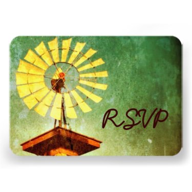 Distressed Rustic Windmill Wedding RSVP Cards