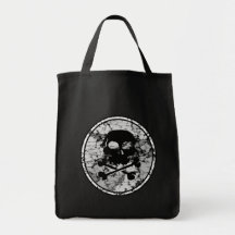 Distressed Skull & Crossbones Silhouette B&W Tote Bag