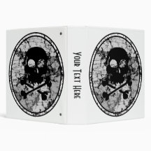 Distressed Skull & Crossbones Silhouette B&W Vinyl Binders