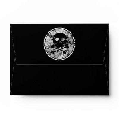 Distressed Skull & Crossbones Silhouette B&W Envelopes