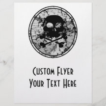 Distressed Skull & Crossbones Silhouette B&W Flyers