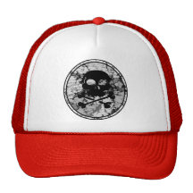 Distressed Skull & Crossbones Silhouette B&W Hat