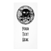 Distressed Skull & Crossbones Silhouette B&W Photo Cards