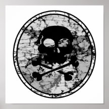 Distressed Skull & Crossbones Silhouette B&W Posters