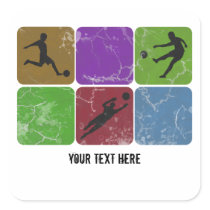 Distressed Soccer Square Stickers stickers