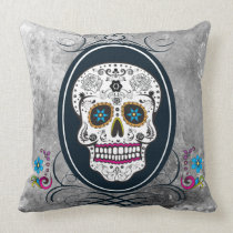 Distressed Sugar Skull in a Frame Pillow american mojo pillows