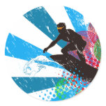 Distressed Surfer Paradise Round Stickers