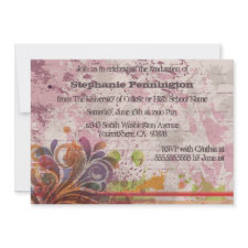 Distressed swirls graduation party announcement invitation