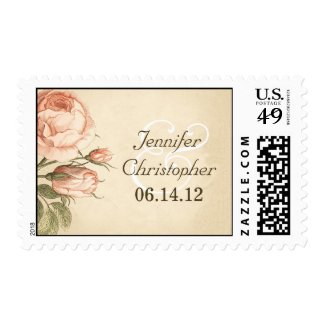 distressed vintage roses wedding stamps