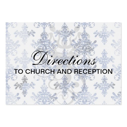 distressed white and royal blue damask pattern business card template (front side)