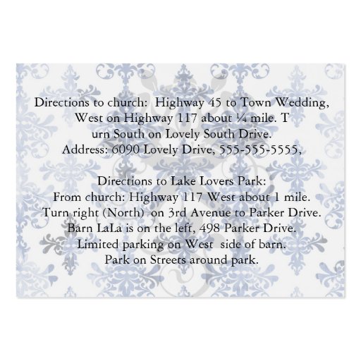 distressed white and royal blue damask pattern business card template (back side)