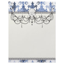 distressed white and royal blue damask pattern custom letterhead