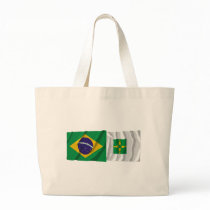 Distrito Federal & Brazil Waving Flags Canvas Bags