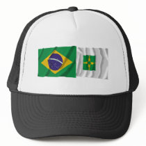 Distrito Federal & Brazil Waving Flags Mesh Hats