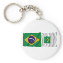 Distrito Federal & Brazil Waving Flags Key Chain