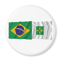 Distrito Federal & Brazil Waving Flags Refrigerator Magnet