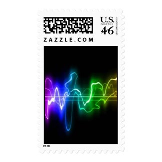 DITGITAL COLORS MUSIC HEARTBEATS ABSTRACT BACKGROU POSTAGE