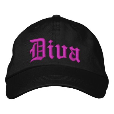 Diva Black With Hot Pink Ladies Hat Embroidered Hats by DesignerThreads