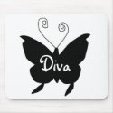 "Diva Butterfly In Black" Mousepad by Yve_13 "Diva Butterfly In Black" Mousepad