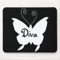 "Diva Butterfly In White" Mousepad