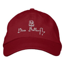 Diva Butterfly Red embroidered hats