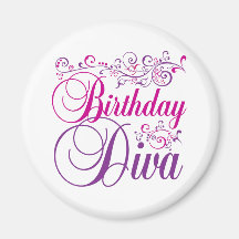 Diva del cumpleaños imán de frigorifico