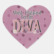 DIVA del oeste de Terrier de la montaña Calcomanías De Corazones Personalizadas