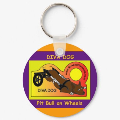 DIVA DOG Animated Logo Purple on Gold Keychain by chriscory28