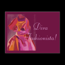 Diva Fashionista Autumn Reds Postcard postcards