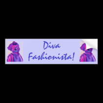 Diva Fashionista In Blue bumper stickers