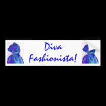 Diva Fashionista In Blue I bumper stickers