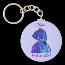 Diva Fashionista In Blue I keychains