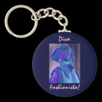 Diva Fashionista In Blue I keychains