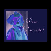 Diva Fashionista In Blue I postcards