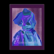Diva Fashionista In Blue I postcards
