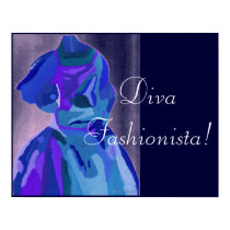Diva Fashionista In Blue I posters