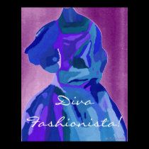 Diva Fashionista In Blue I posters