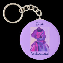 Diva Fashionista In Blue keychains