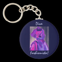 Diva Fashionista In Blue keychains