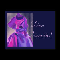 Diva Fashionista In Blue postcards