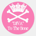 "Diva to the Bone!" Round Stickers (PINK)