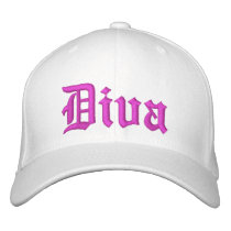 Diva White With Hot Pink Ladies Hat embroidered hats by DesignerThreads Diva White With Hot Pink Ladies Hat embroidered hats