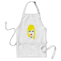 DIVA with a blonde bob aprons