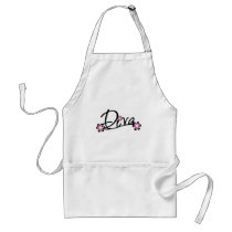 Diva with Pink Flowers Apron
