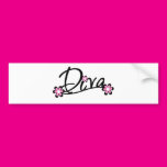 Diva with Pink Flowers Bumper Stickers