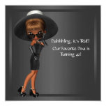 Diva Womans African American Birthday Party Custom Announcement