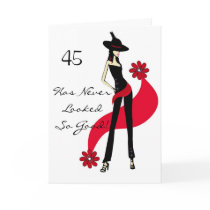 Diva's Red Hot 45th Birthday Greeting Card by NightSweatsDiva Diva's Red Hot 45th Birthday Greeting Card