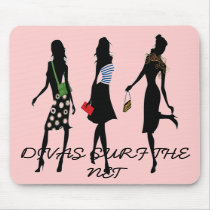 DIVAS SURF THE NET Mousepad by creativecutey DIVAS SURF THE NET Mousepad