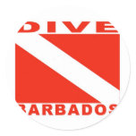 Dive Barbados Round Stickers